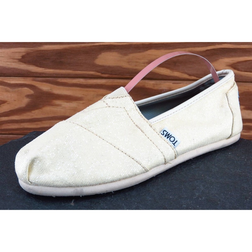 Toms Women Sz 5.5 M Yellow Flat Fabric Shoes